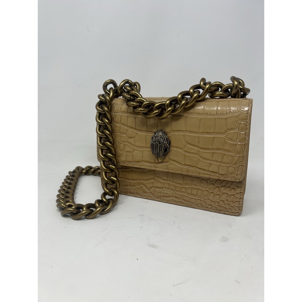 KURT‎ GEIGER LONDON Shoreditch Croc Embossed Tan Leather Chunky Chain Strap Bag